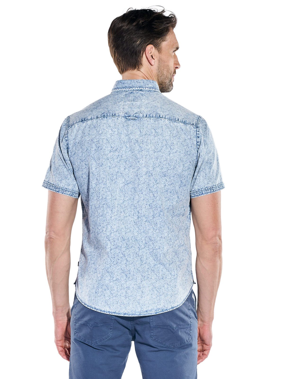 Engbers Kurzarmhemd Herren Kurzarmhemd mit bedruckter Denim Qualität, Indigoblau