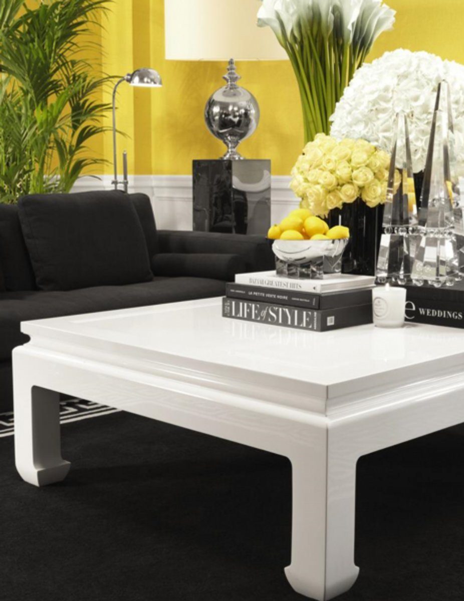 Kollektion Mahagoni Padrino Casa - Art Luxus Couchtisch Weiß Couchtisch - Luxus Deco Salon Designer Tisch