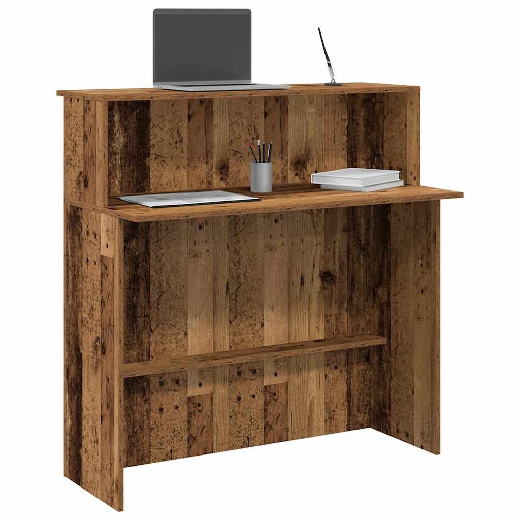 vidaXL Schreibtisch Empfangstheke Altholz-Optik 100x50x103,5 cm Holzwerkstoff – Bild 2 von 5