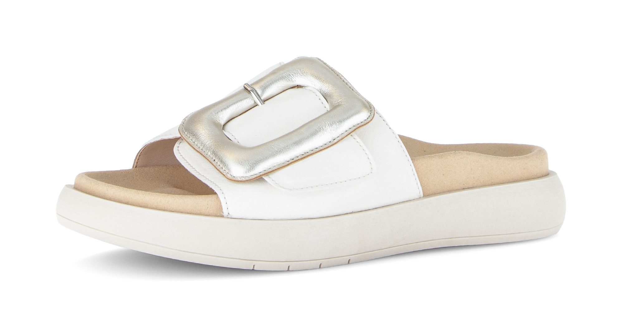 Gabor Pantolette Plateau, Schlupfschuh, Sommerschuh mit großer Zierschnalle