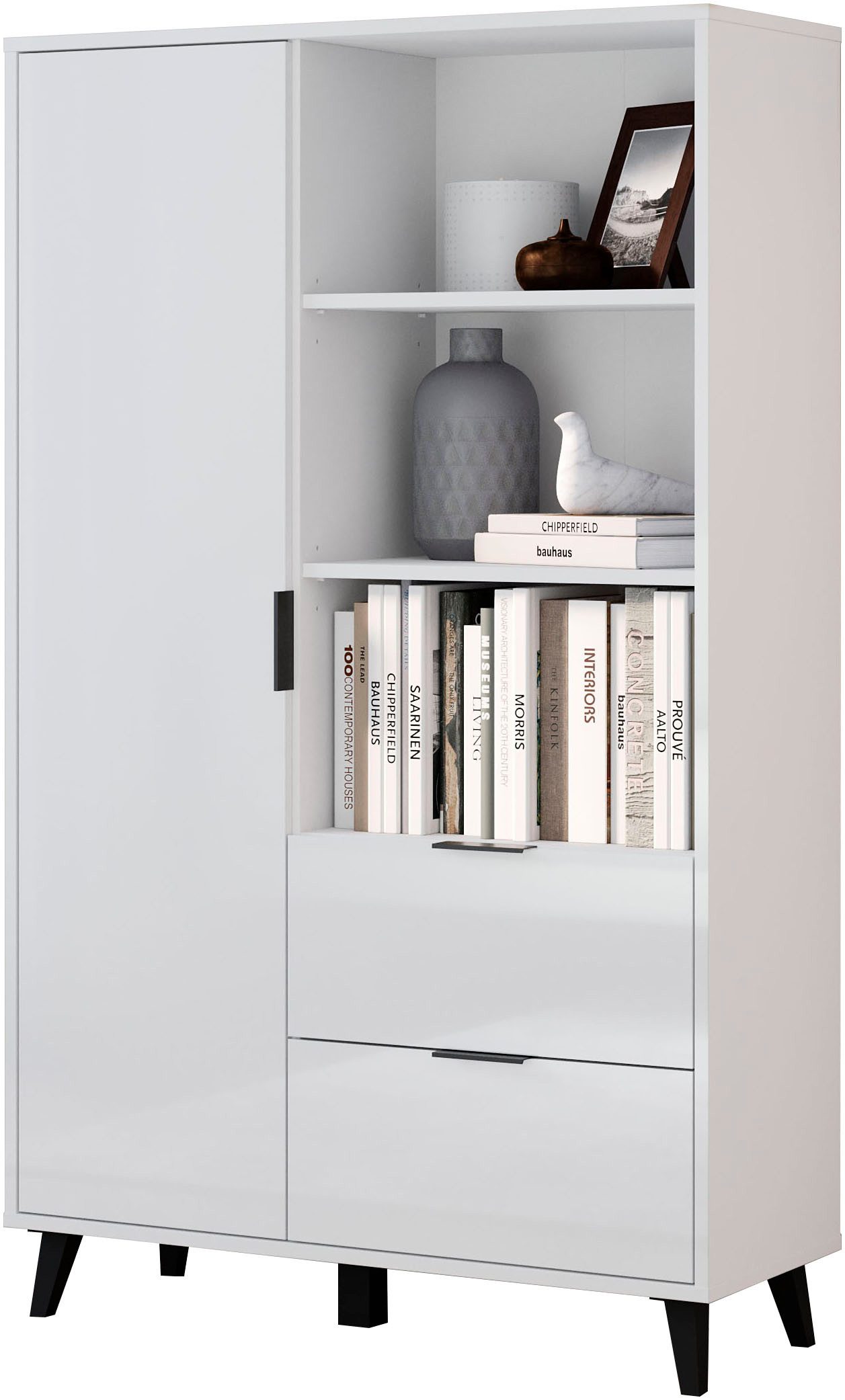 OTTO home Highboard OSLO – Modernes Stauraummöbel mit Schubladen und Fächern (1 St), Verstellbare Böden, praktische Griffe und hohe Füße für mehr Komfort