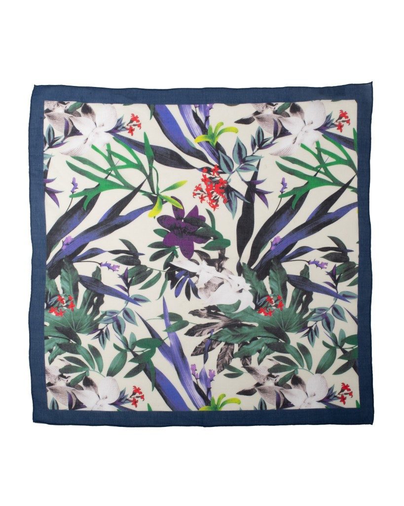 MayTree Seidentuch Baumwolle und Seide quadratisch 65x65cm, Tropical Forest, (Stück), 70% Baumwolle, 30% Maulbeerseide mit handrolliertem Rand