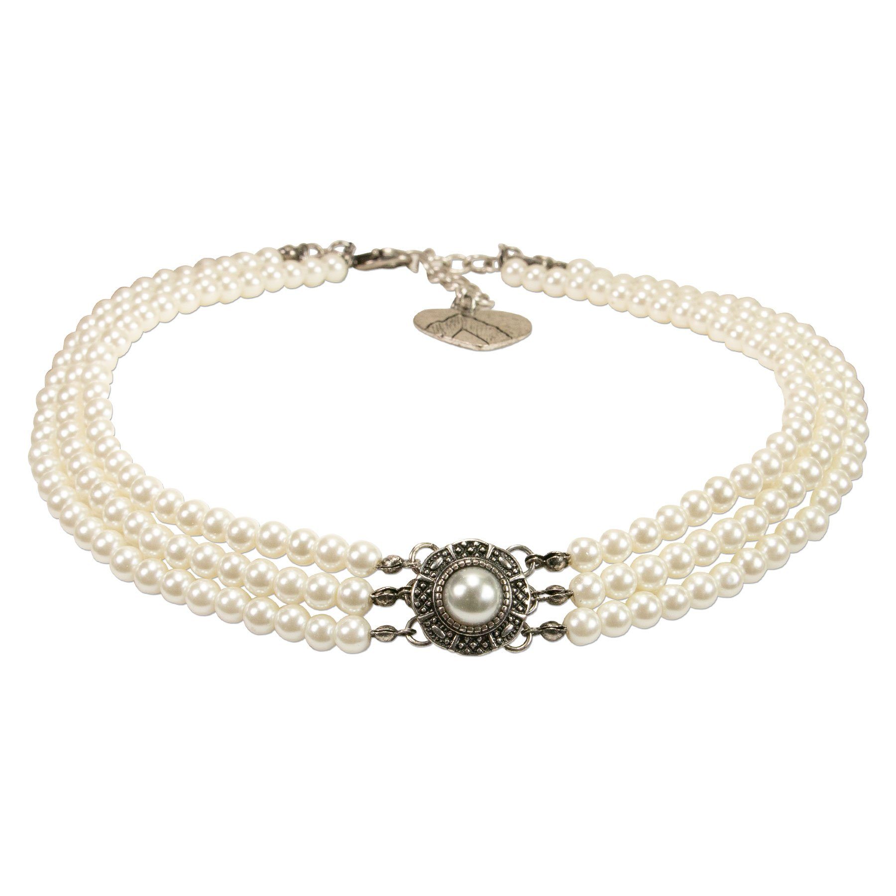 Collier Trachten-Perlen-Kropfkette Karla (creme-weiß)