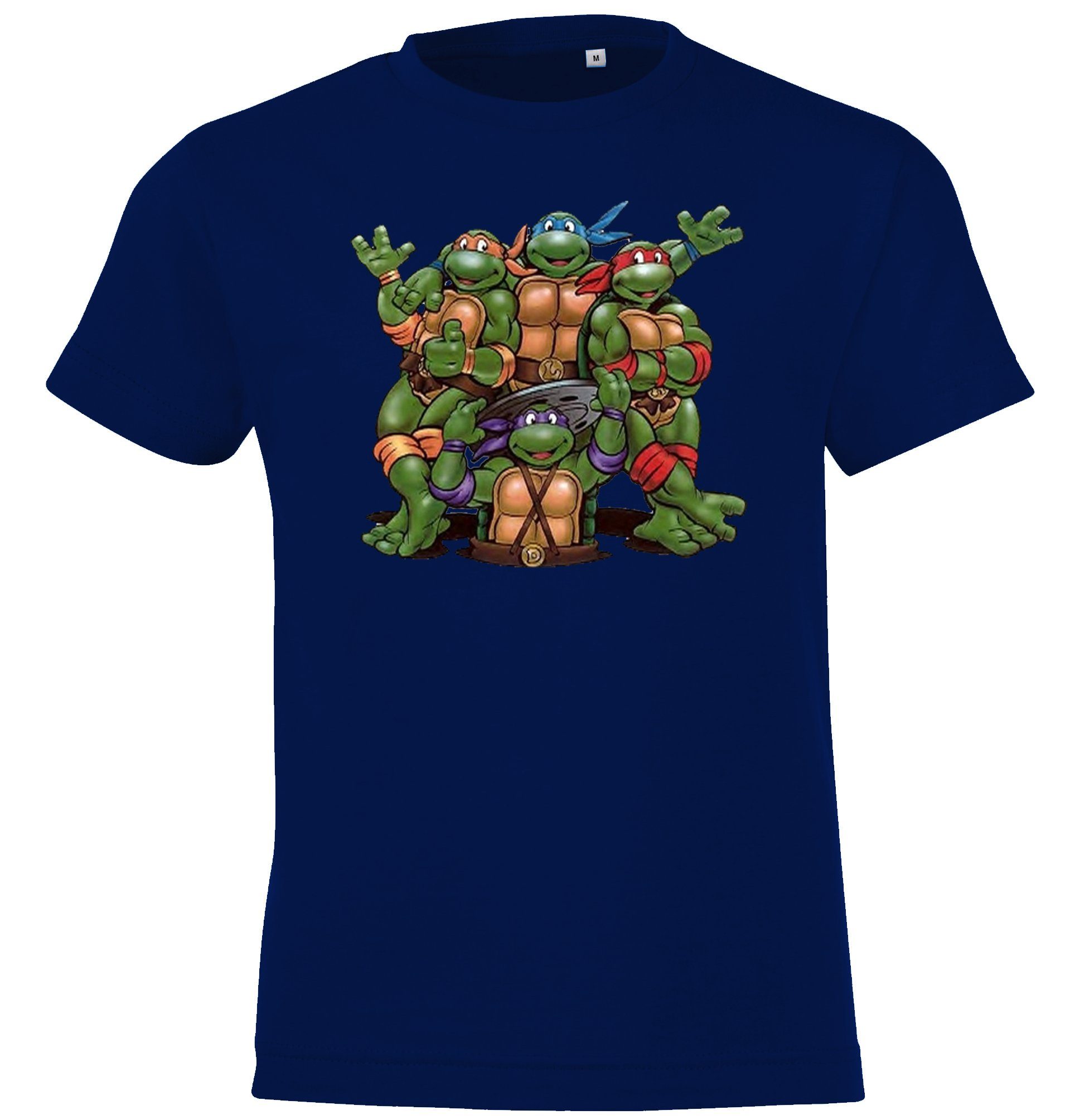 Youth T-Shirt Navyblau Turtles T-Shirt mit Kinder Designz Frontprint trendigem