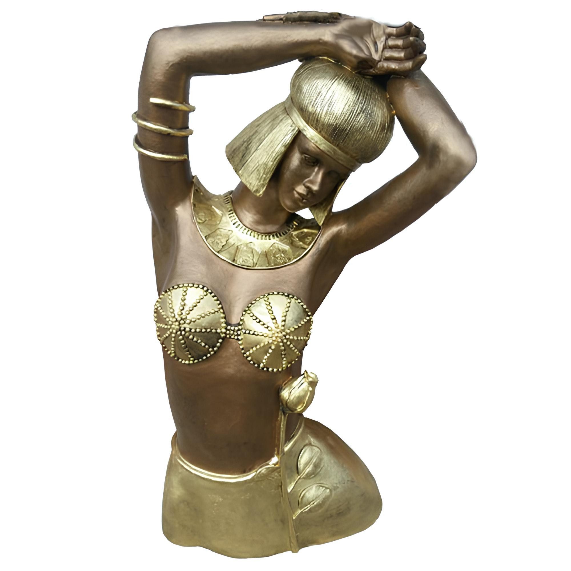 Xlmoebel Skulptur Goldene Skulptur einer ägyptischen Tänzerin Frau - Büste Figur Körper (Skulptur), Hergestellt in Europa