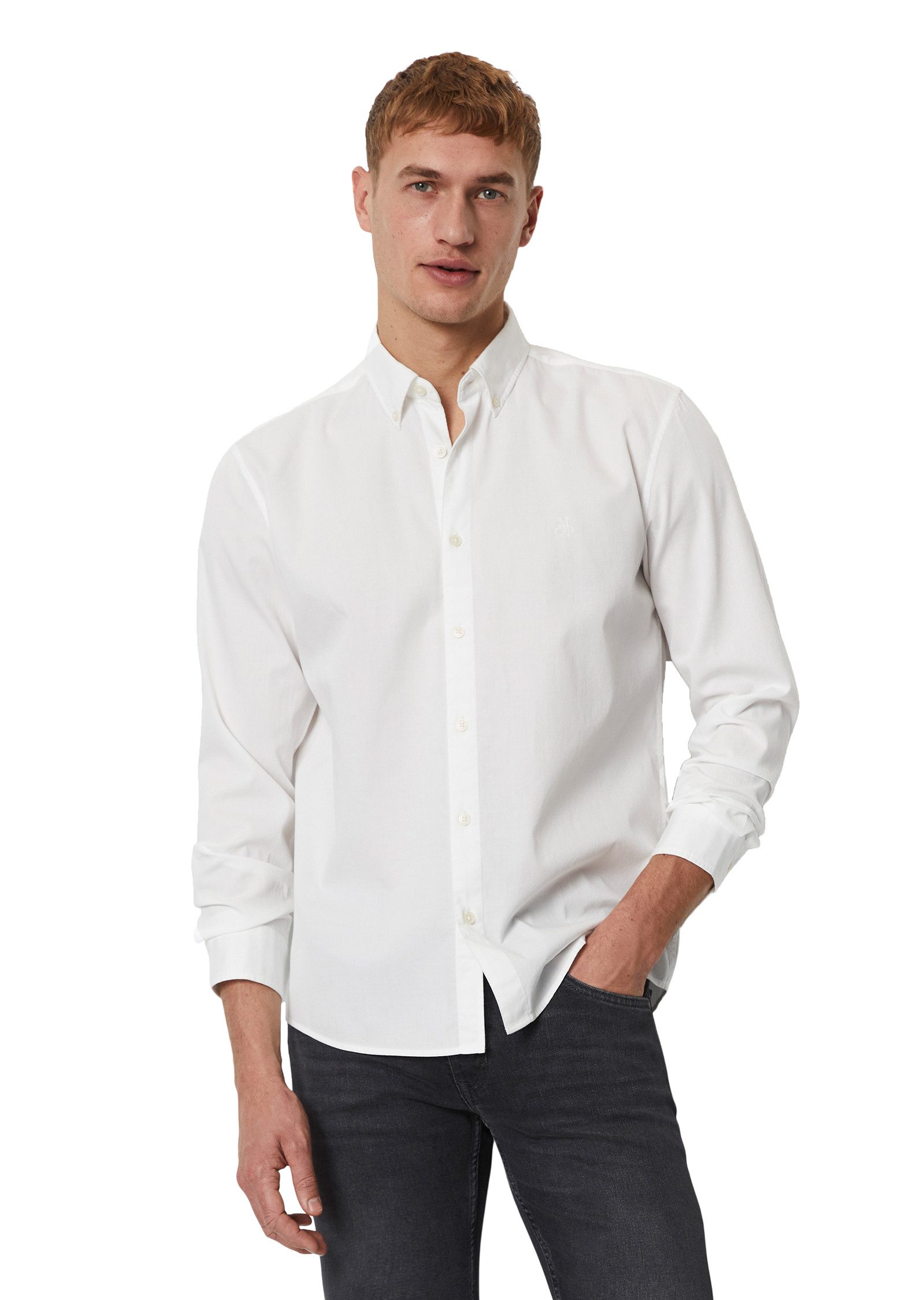 Marc O'Polo Langarmhemd regular fit aus Bio-Baumwolle, Button-down-Kragen, günstig online kaufen