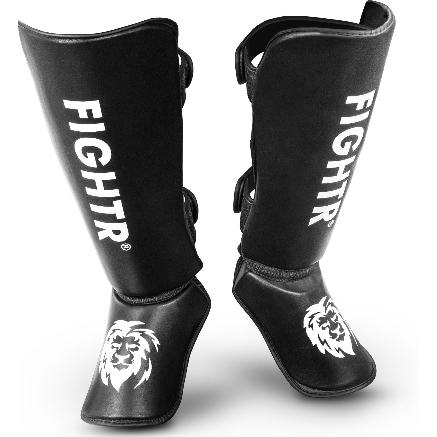 FIGHTR Kampfsport Schienbeinschoner aus Kunstleder mit Polsterung für Kampfsport & Kickboxen