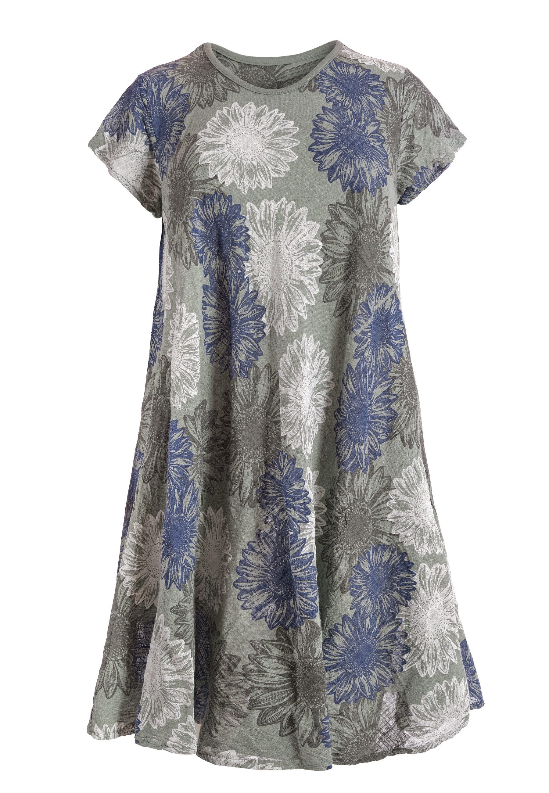 PEKIVESSA Sommerkleid Baumwollkleid mit Blumenmuster kurzarm günstig online kaufen