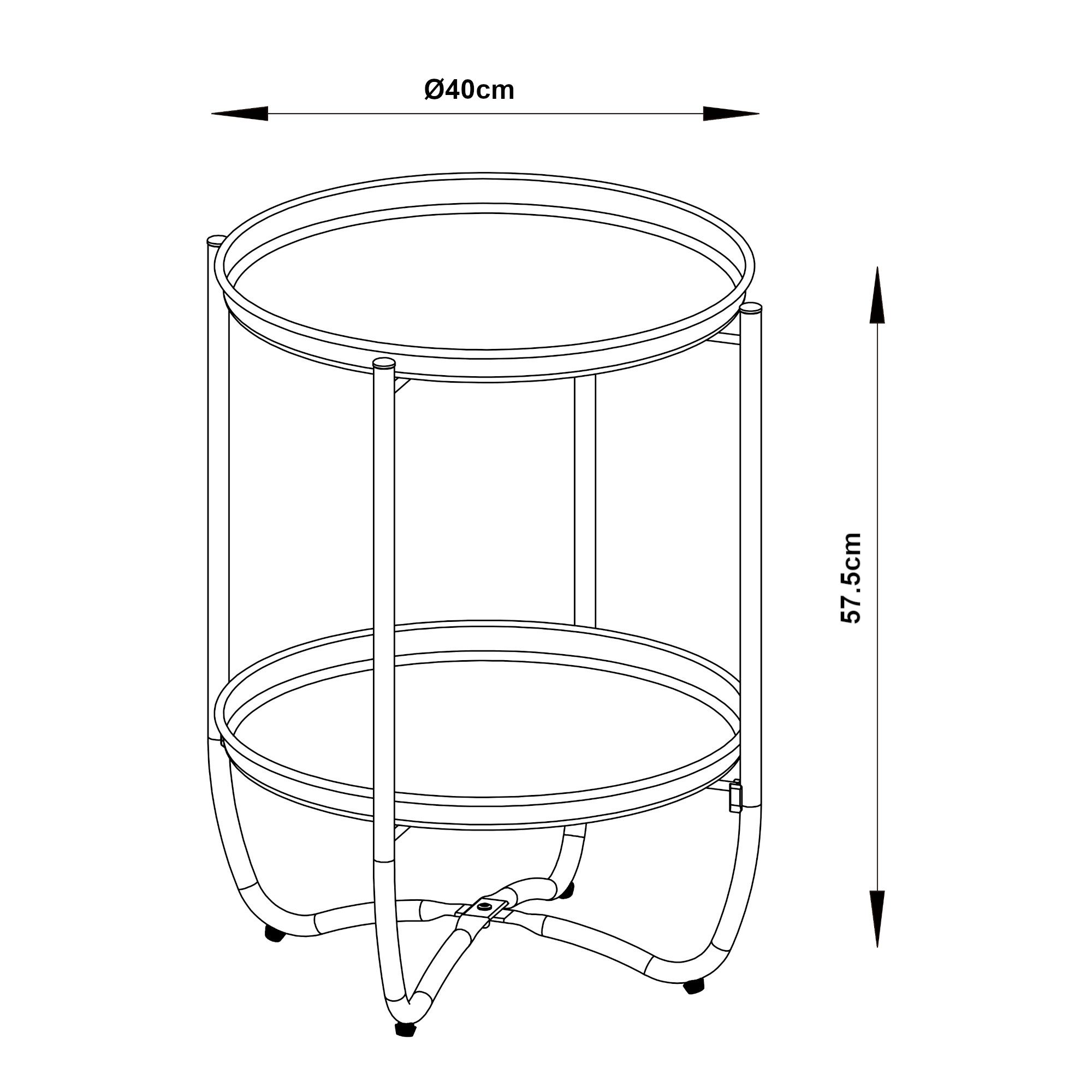 en.casa Tabletttisch, »Sandefjord« rund Stahl 57,5 x 40 cm Himmelblau