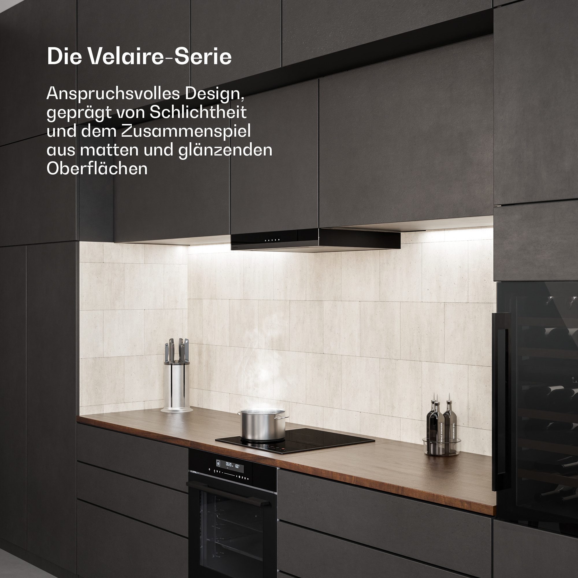 Klarstein Induktions-Kochfeld Velaire Induktionskochfeld 3 Zonen 5500W 45 cm Touch-Slider Restwärme, Elektrisches Kochfeld 3 Kochzonen Timer Glaskeramik 45 cm Slider