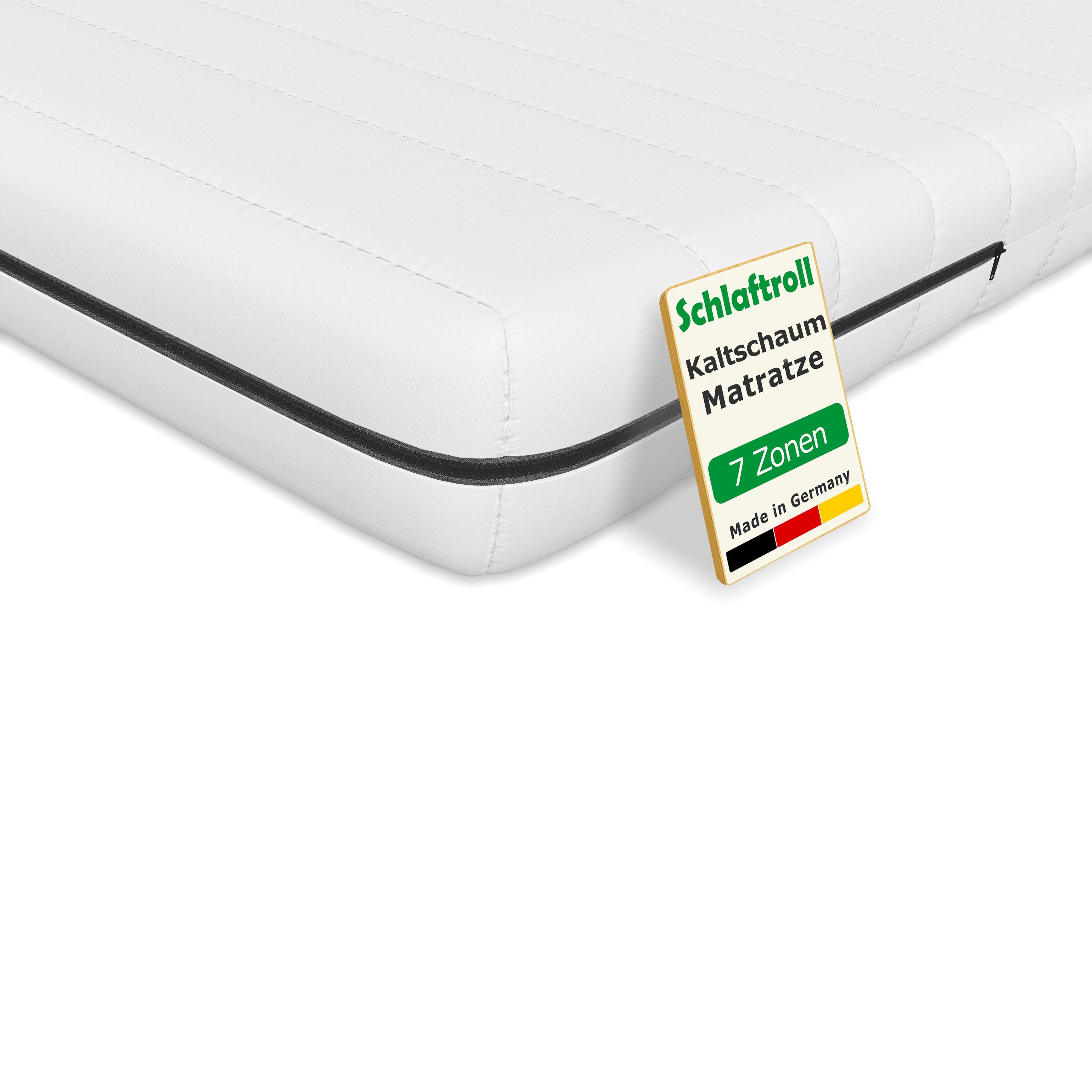Kaltschaummatratze Premium 7-Zonen Wendematratze mit Härtegraden H2 und H3, Schlaftroll, 13 cm hoch, In verschiedenen Höhen und Größen erhältlich
