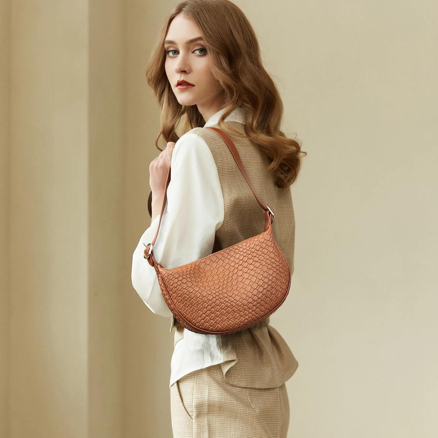 LuxusKollektion Handtasche Damen Handtasche Geflochtene Umhängetasche Schultertasche Braun