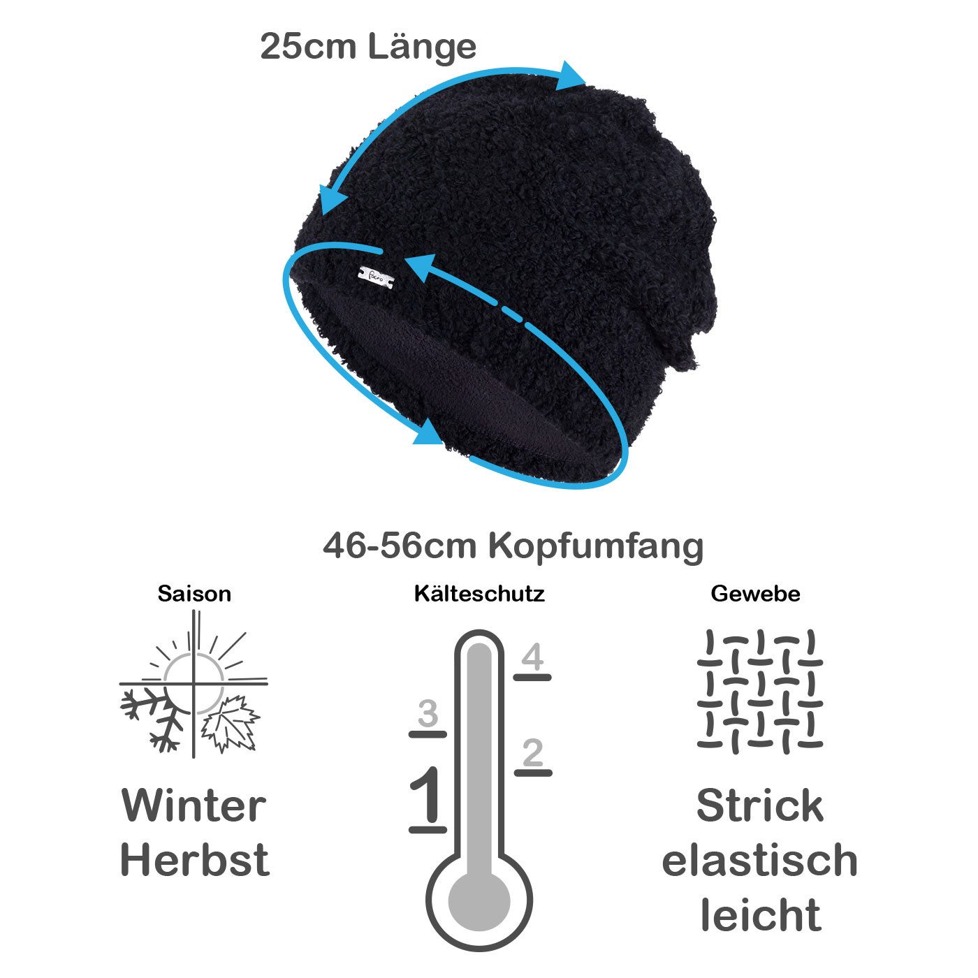 Faera Strickmütze (1-St) Damen Wintermütze gefüttert Grobstrick Fleecefutter Beanie