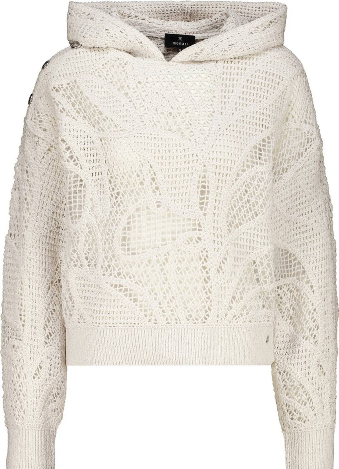 Monari Rundhalspullover 809987 Cornelly-Muster mit Lurex und unterlegtem Top