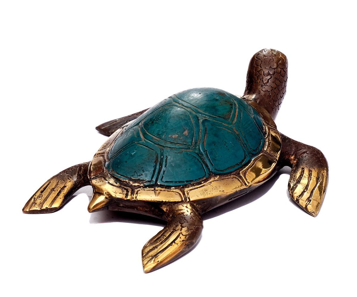 Brillibrum Dekofigur versilbert Schildkröten Schildkröte Tierfigur Skulptur Metallfigur Landschildkröte Silber Deko