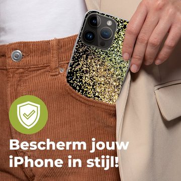 MuchoWow Handyhülle Luxus - Glitzer - Gold - Design - Schwarz, Handyhülle Telefonhülle Apple iPhone 14 Pro