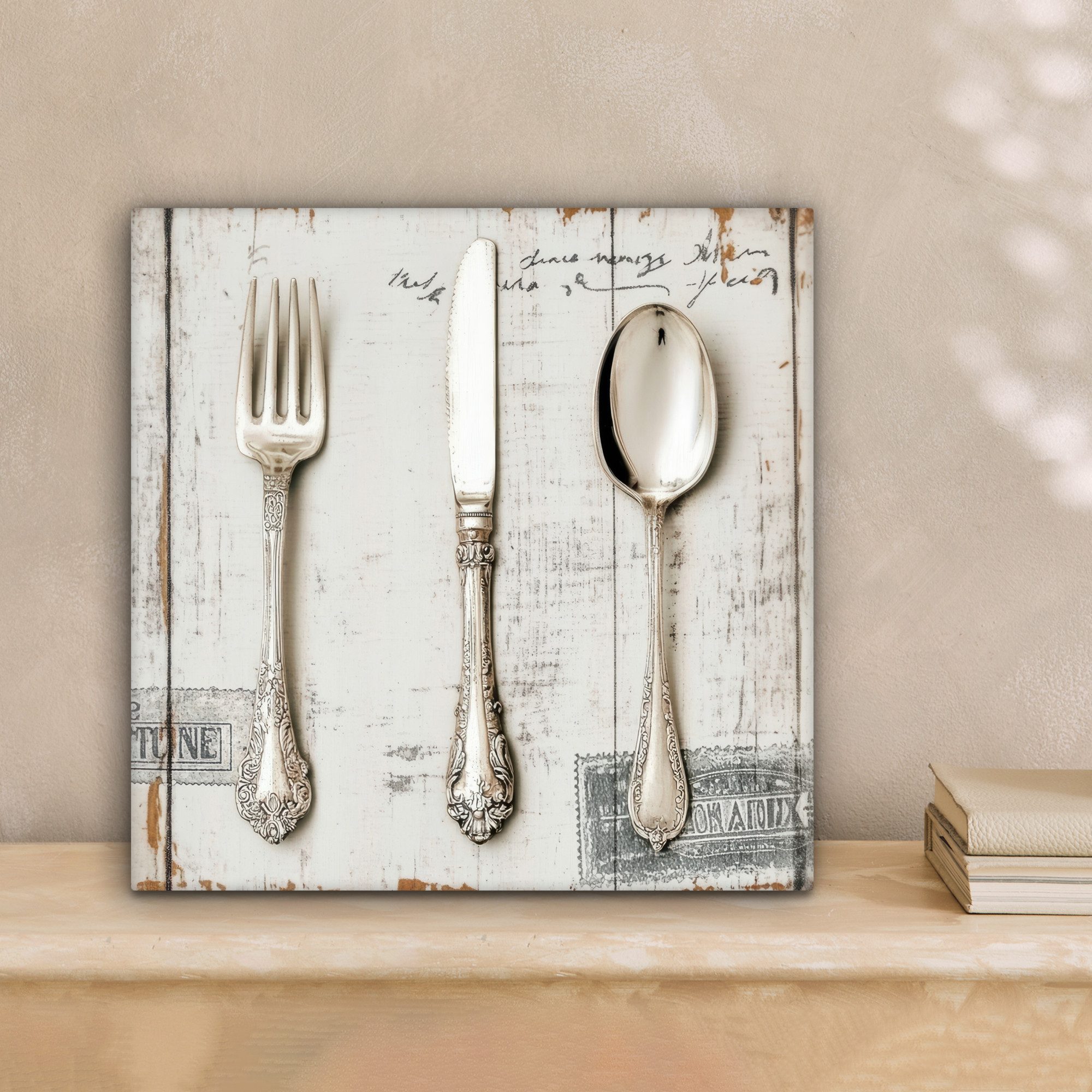 OneMillionCanvasses® Leinwandbild Silber - Besteck - günstig online kaufen