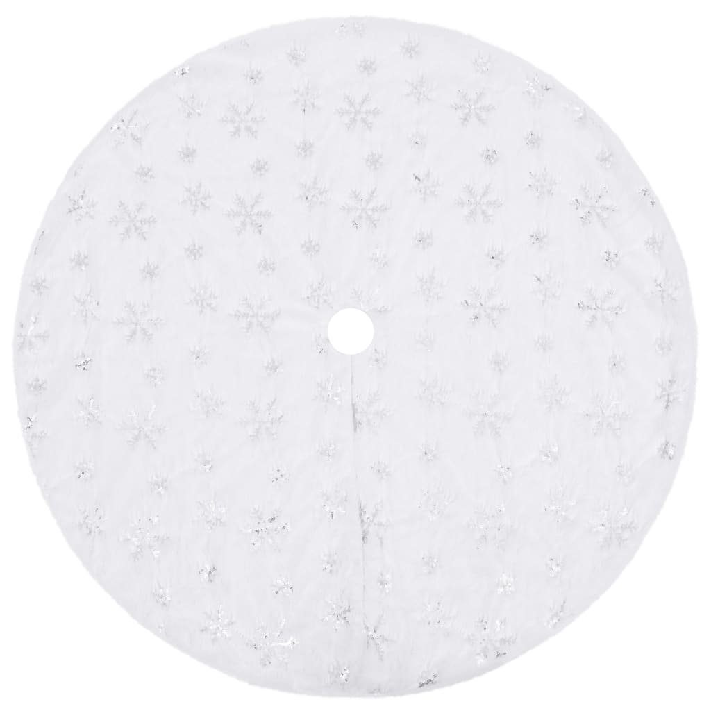 vidaXL Weihnachtsbaumdecke Luxus-Weihnachtsbaumdecke Weiß 90 cm Kunstpelz