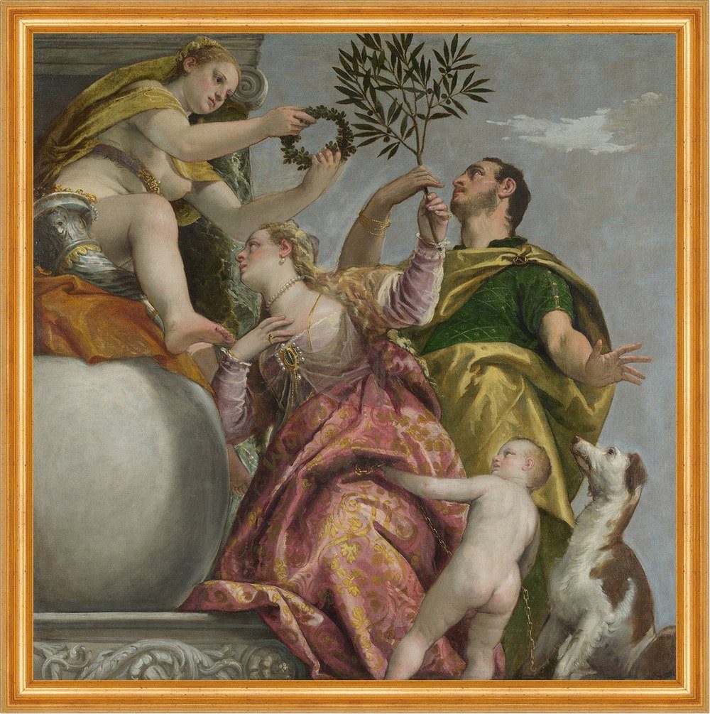 Kunstdruck Happy Union Paolo Veronese Lorbeerzweig Kinder Familie Hund B A2 02963