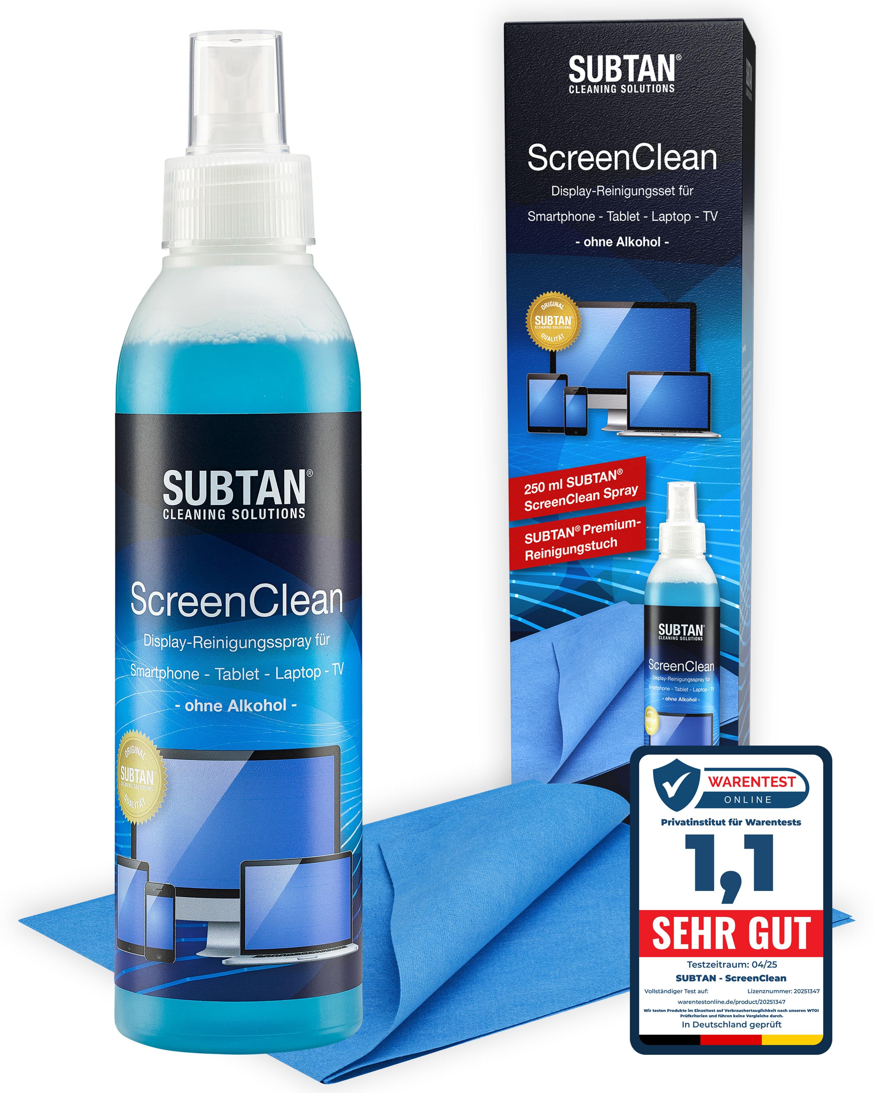 SUBTAN Reinigungs-Set ScreenClean - Bildschirmreiniger Set für Smartphone, Tablet, TV, (1-St)
