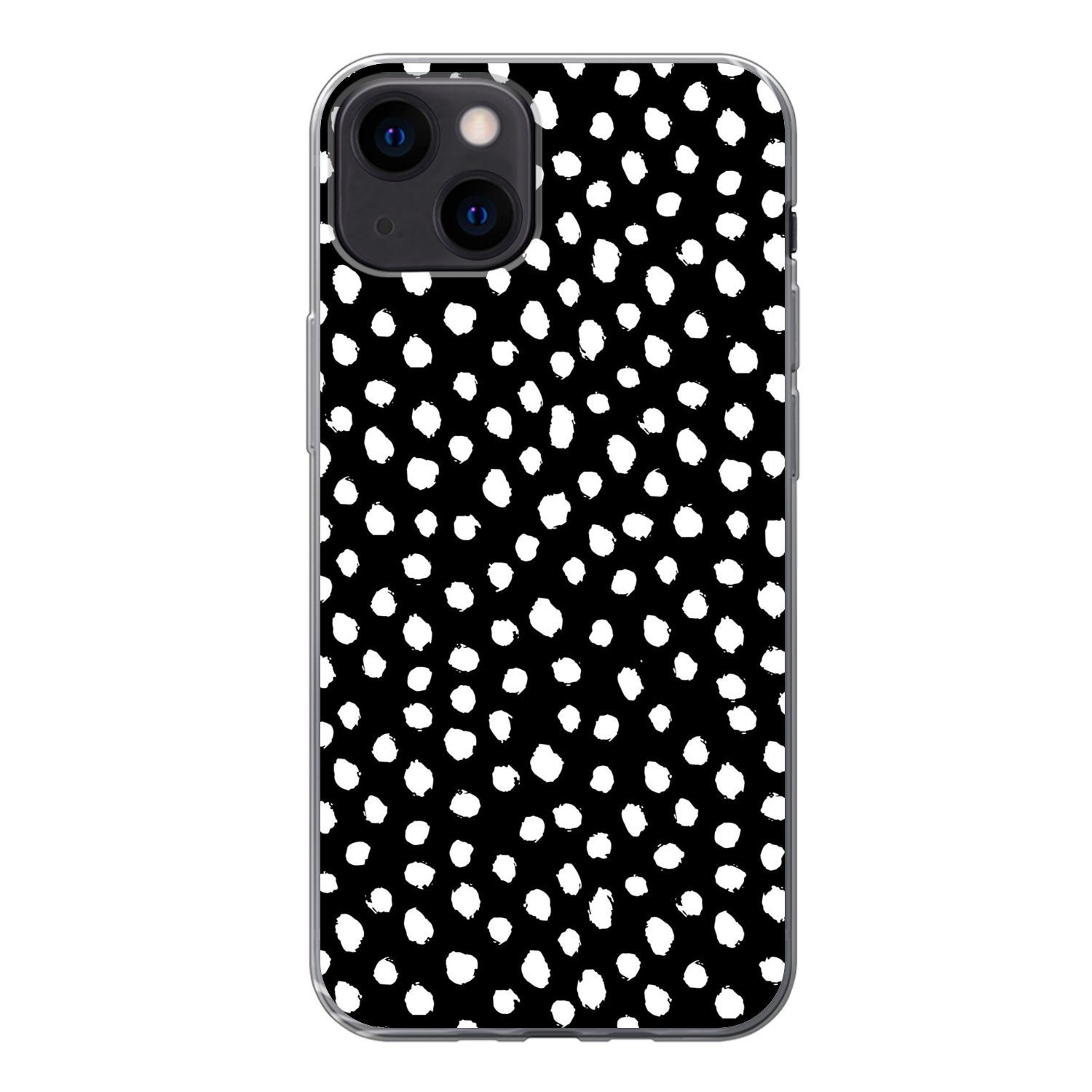 Handyhülle für Apple iPhone 13 Polka dots - Schwarz - Weiß