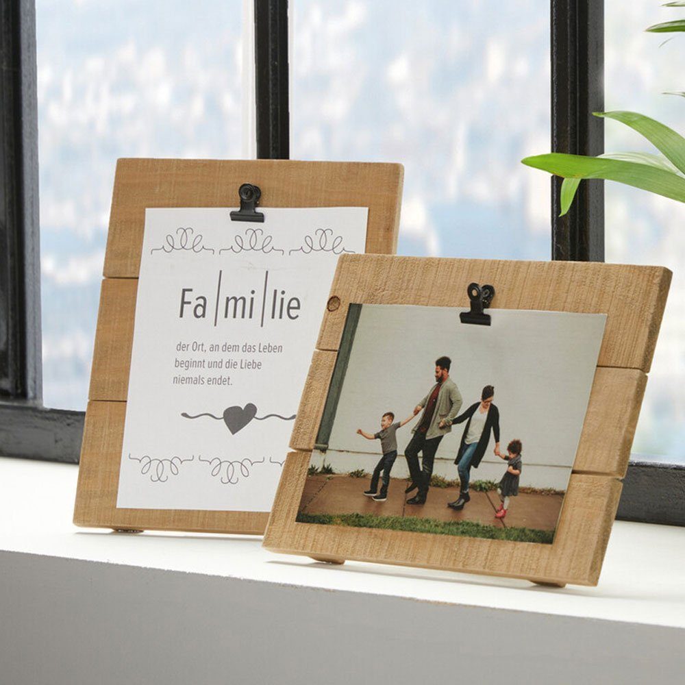 Home-trends24.de Fotohalter Holz Braun Natur Aufsteller Bilderrahmen Bildhalter Holz Deko