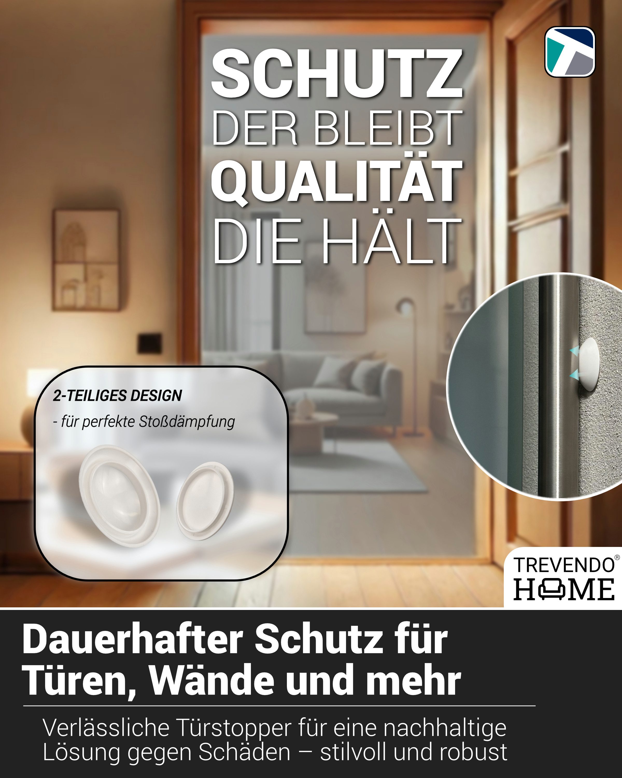 Trevendo Wandtürstopper 10er Pack Türstopper weiß