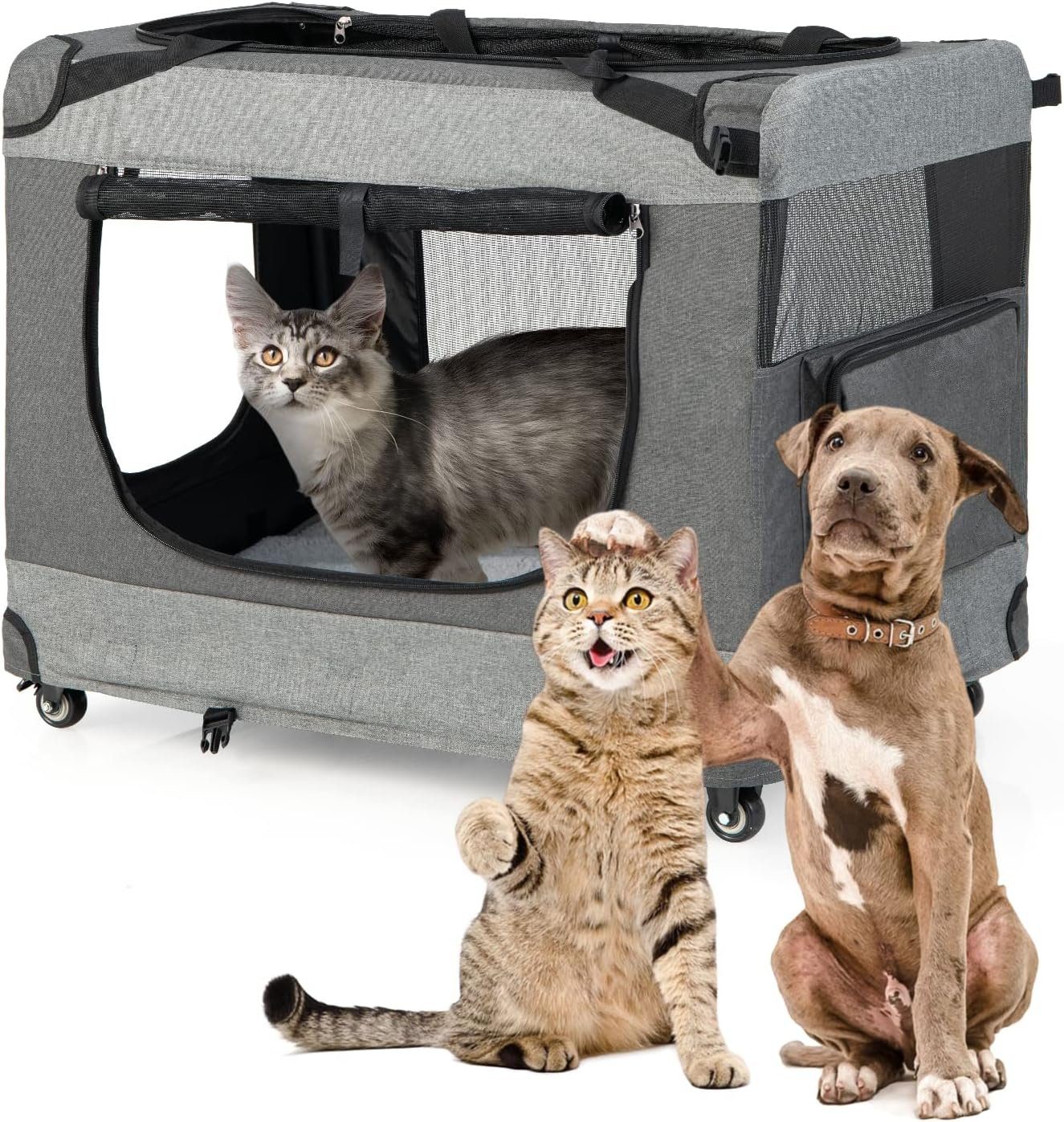 KOMFOTTEU Tiertransportbox Hundetasche, Groß, faltbar für Outdoor