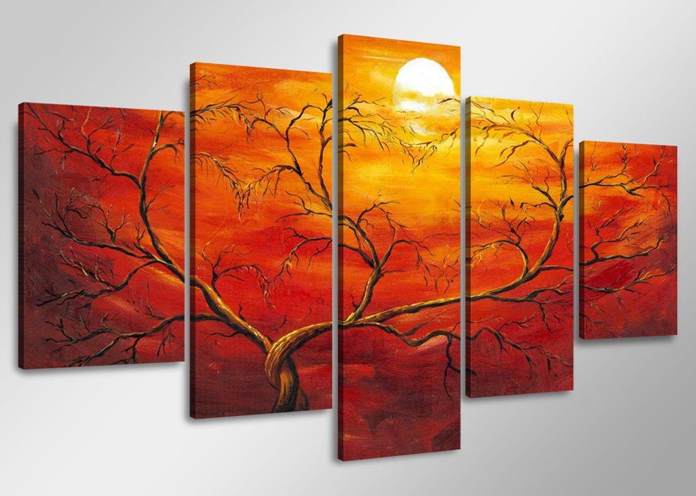Bild 5 er Set auf Leinwand, sofort aufhängbar, gerahmt, 160 x 80 cm