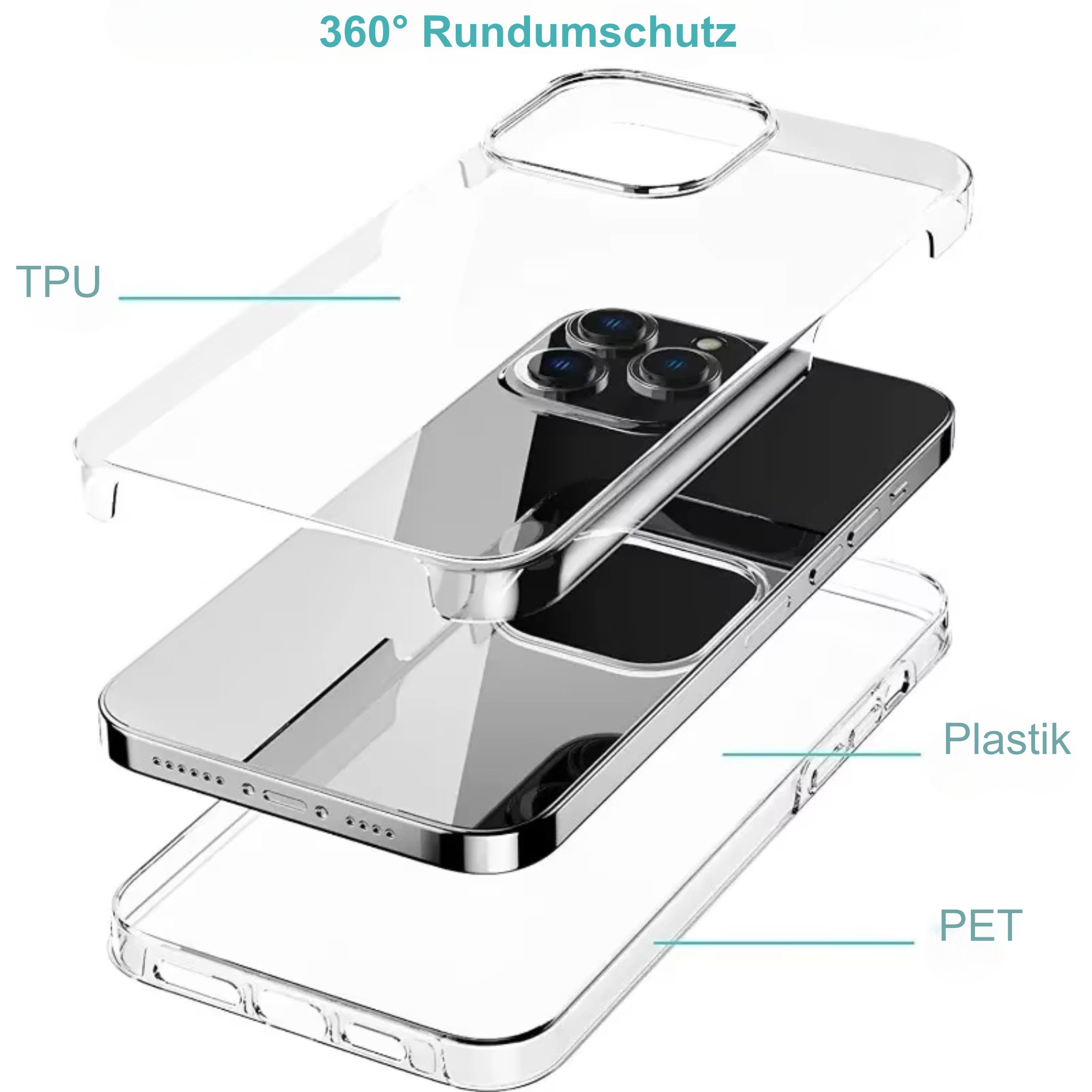 CaseMe Handyhülle Hülle für Apple Iphone Silikon 360 Grad Bumper Für iPhone 14