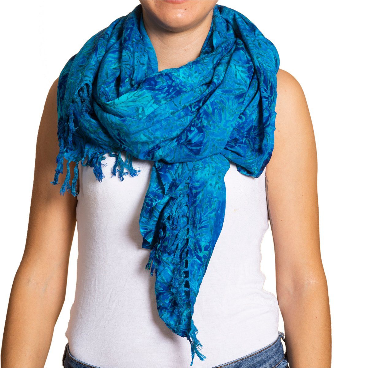 PANASIAM XXL-Schal Schal Wachsbatik für jede Jahreszeit egal ob als Schultertuch, Strandtuch Sarong oder Wickelkleid aus wunderbar weicher Viskose