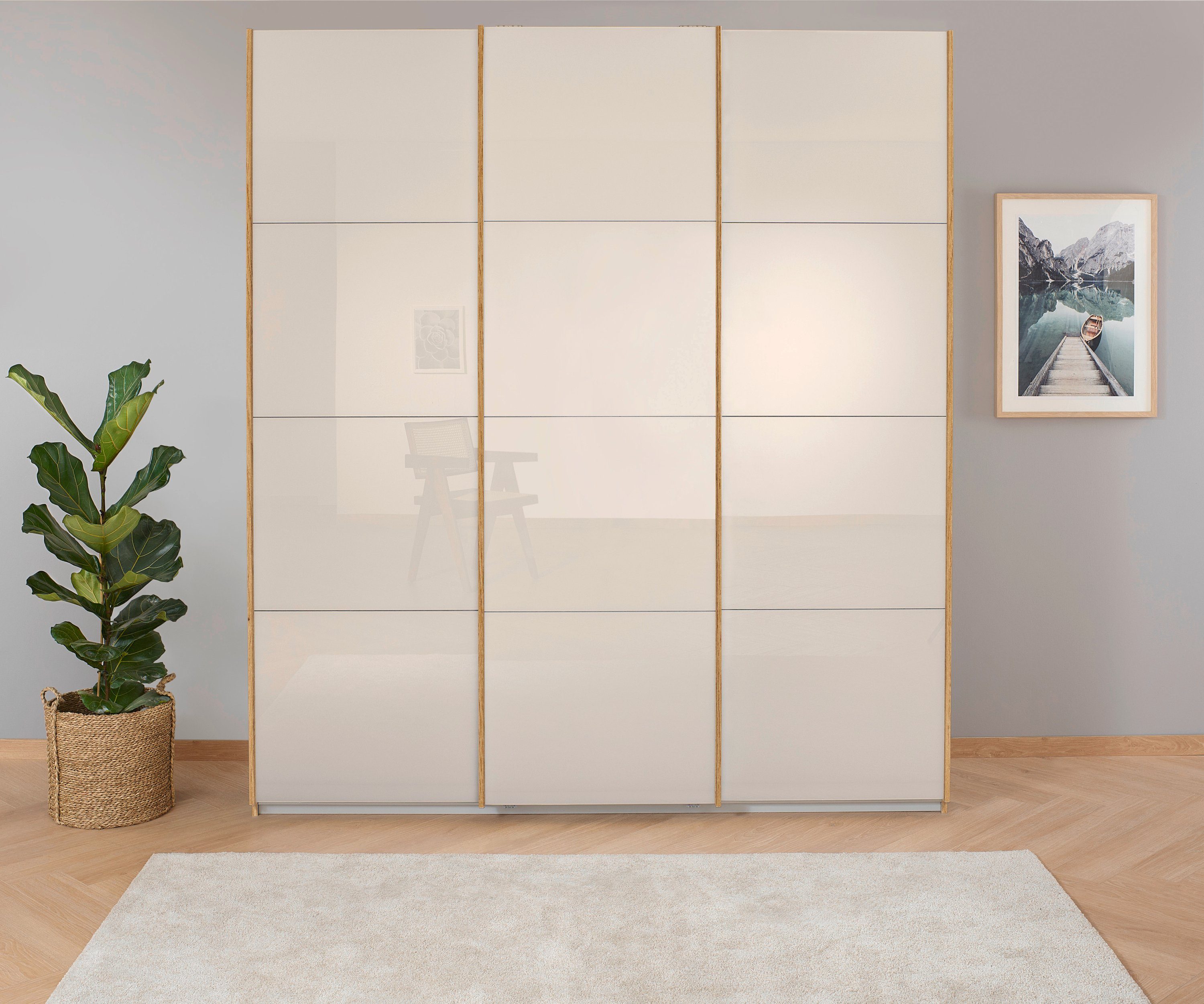 rauch Schwebetürenschrank Kleiderschrank Schrank Garderobe KOLUNA mit hochwertiger Glasfront (Breiten 203/271/315/360 cm Höhen 210/229 cm) inkl. 2 Innenschubladen sowie extra Einlegeböden MADE IN GERMANY