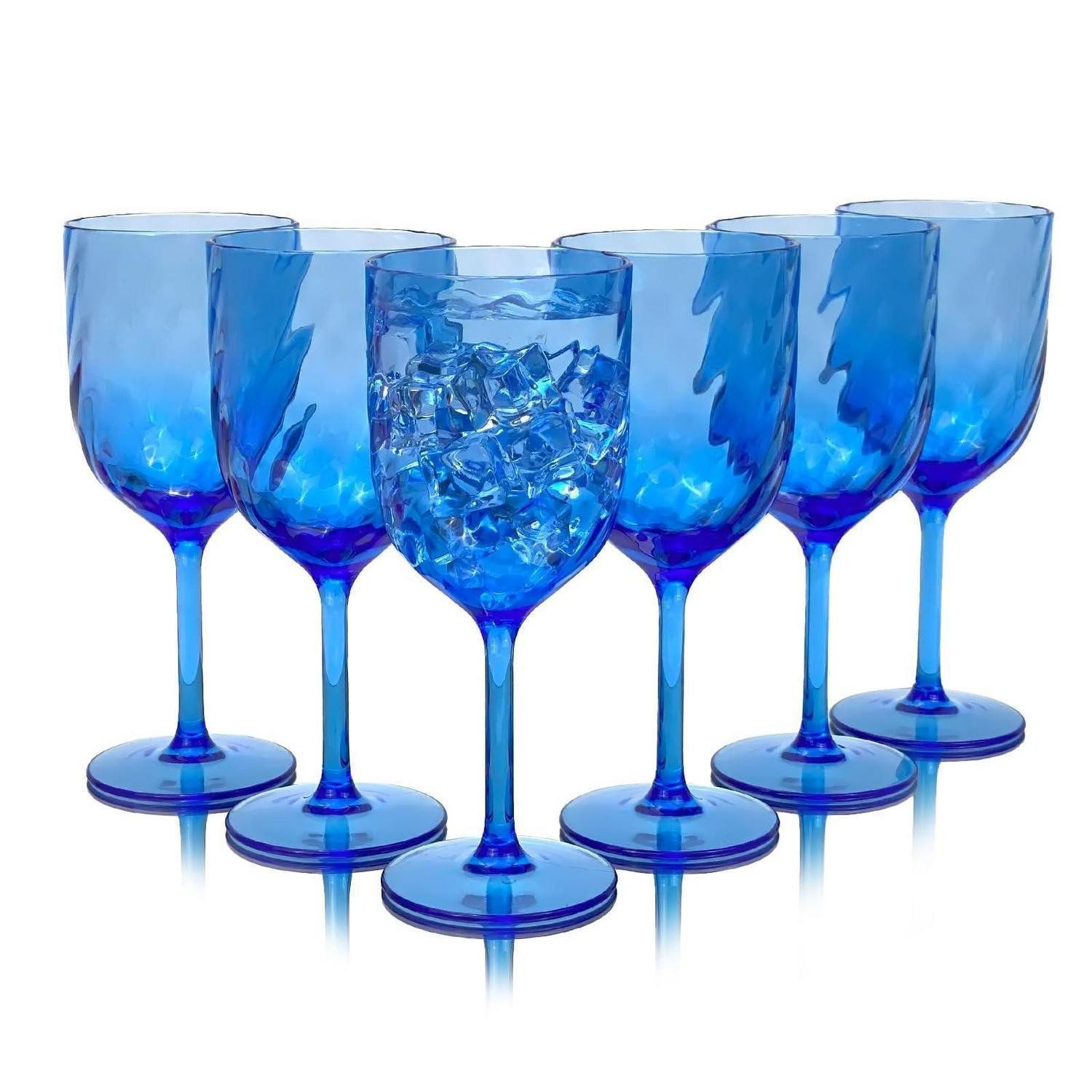 LuxusKollektion Weinglas Kunststoff Weingläser Blau 15oz Stapelbar, Kunststoff