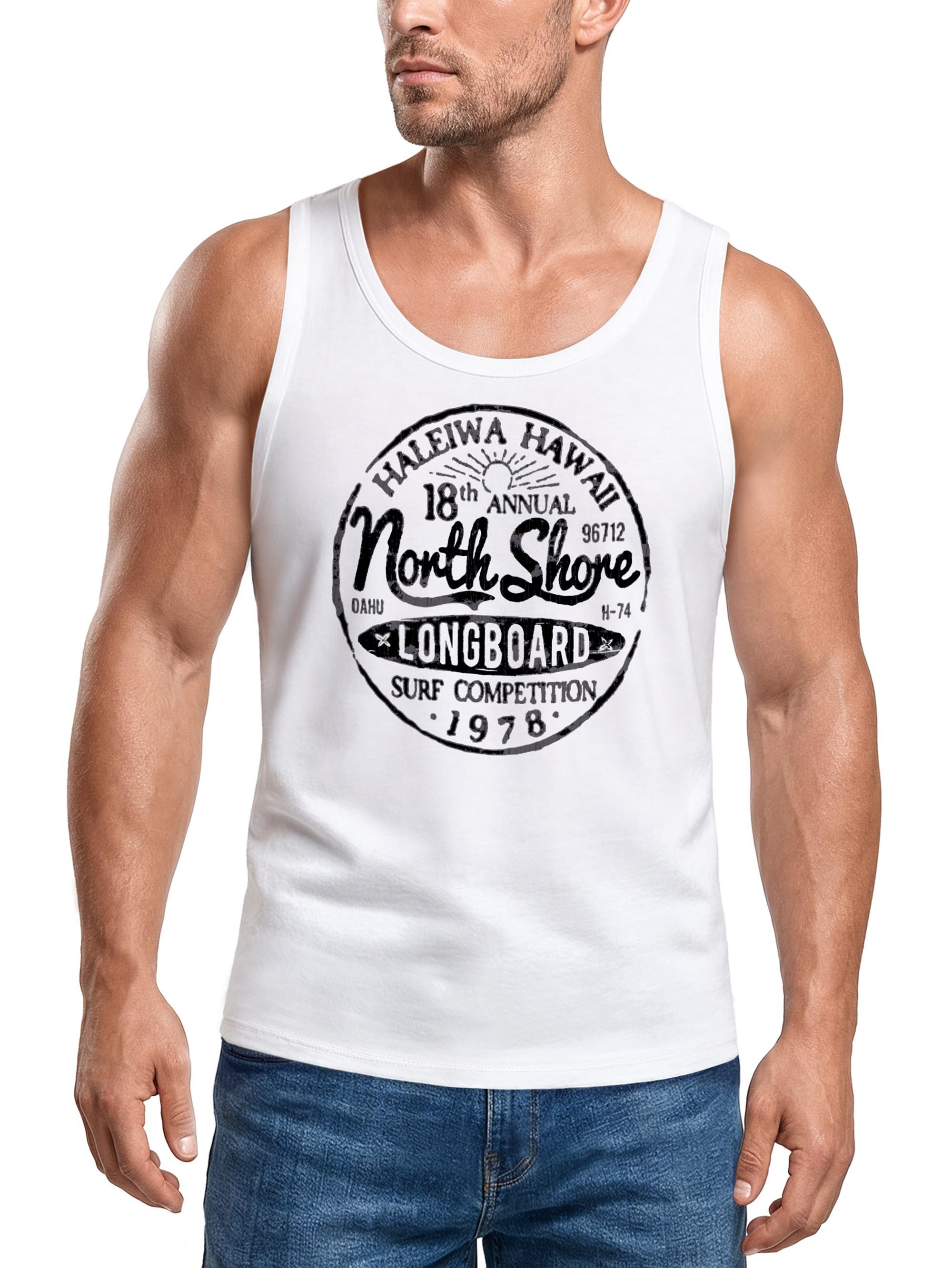 Tanktop Herren Tank-Top North Shore Longboard Retro Surf Motiv Wellenreiten