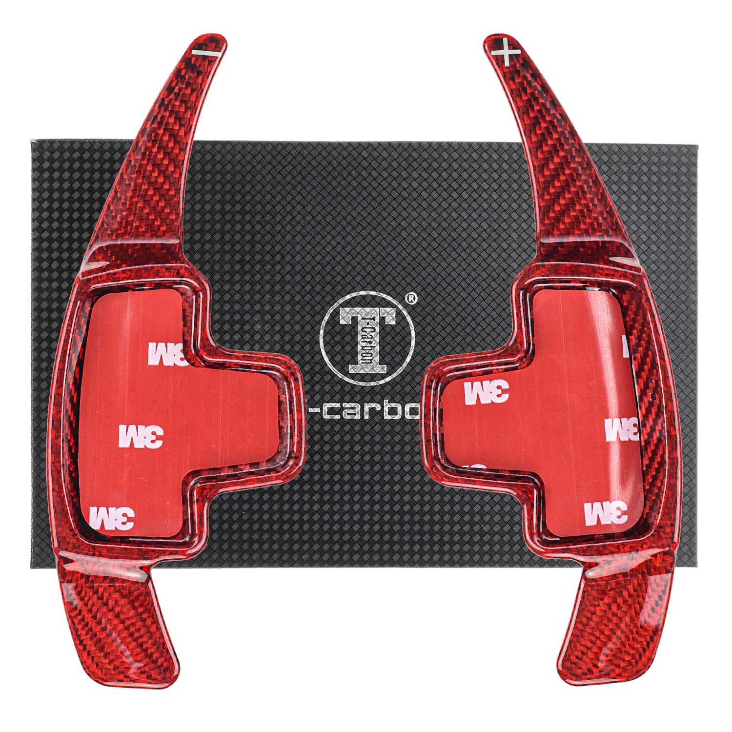 T-Carbon Lenkeradapter Auto Lenkrad Schaltwippen Paddel Aufsatz Echt Carbon ROT, (2-tlg., für Mercedes Benz A-Klasse W176 W177 15-23)