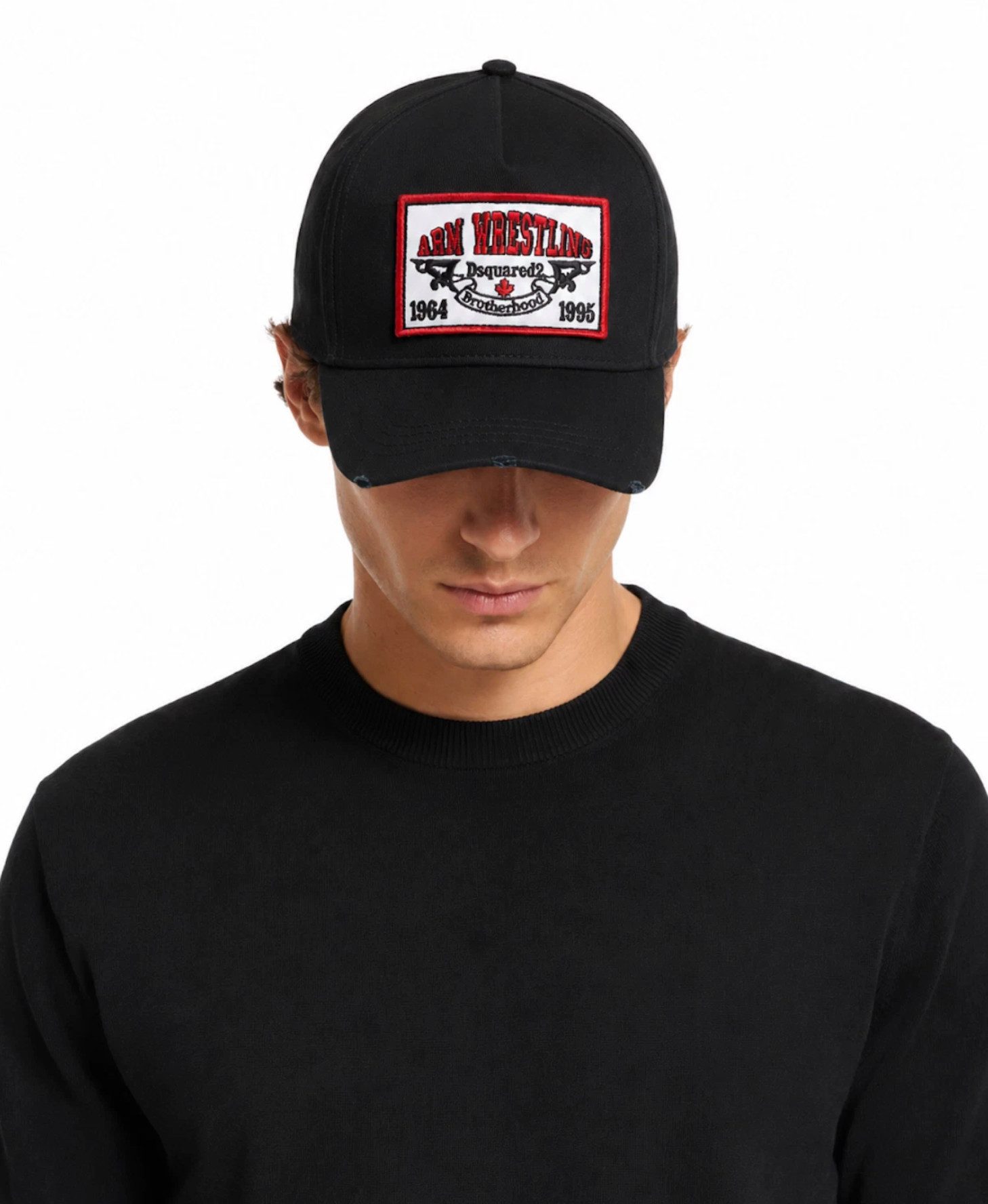 Dsquared2 Baseball Cap Trucker Cap ARM WRESTLING Basecap Basebalkappe Patch mit gold Rand und goldfarbener Stickerei