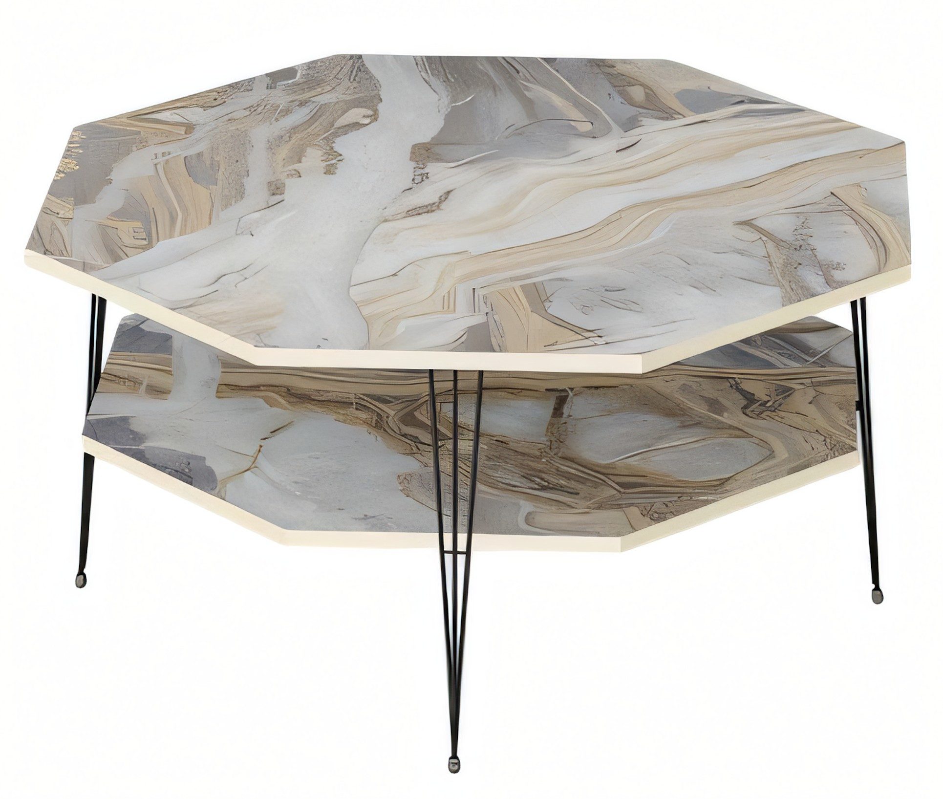 Xlmoebel Couchtisch XLMOEBEL mehrfarbiger Couchtisch aus Holz und Edelstahl, Made in Europa