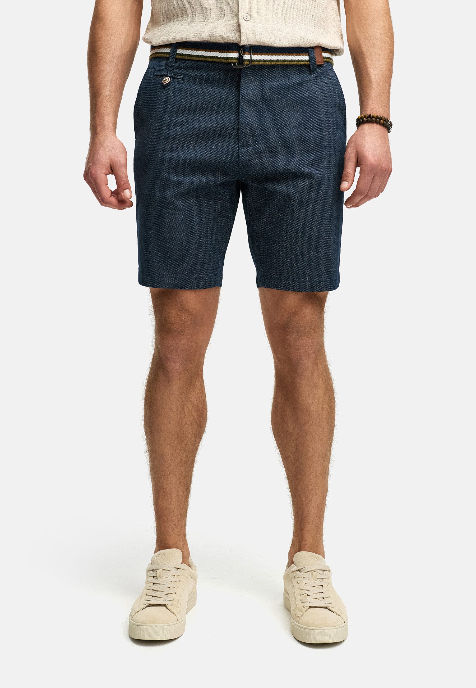 Indicode Chinoshorts Herren INThews Chino Shorts Herrenshorts aus Twill mit passendem Gürtel