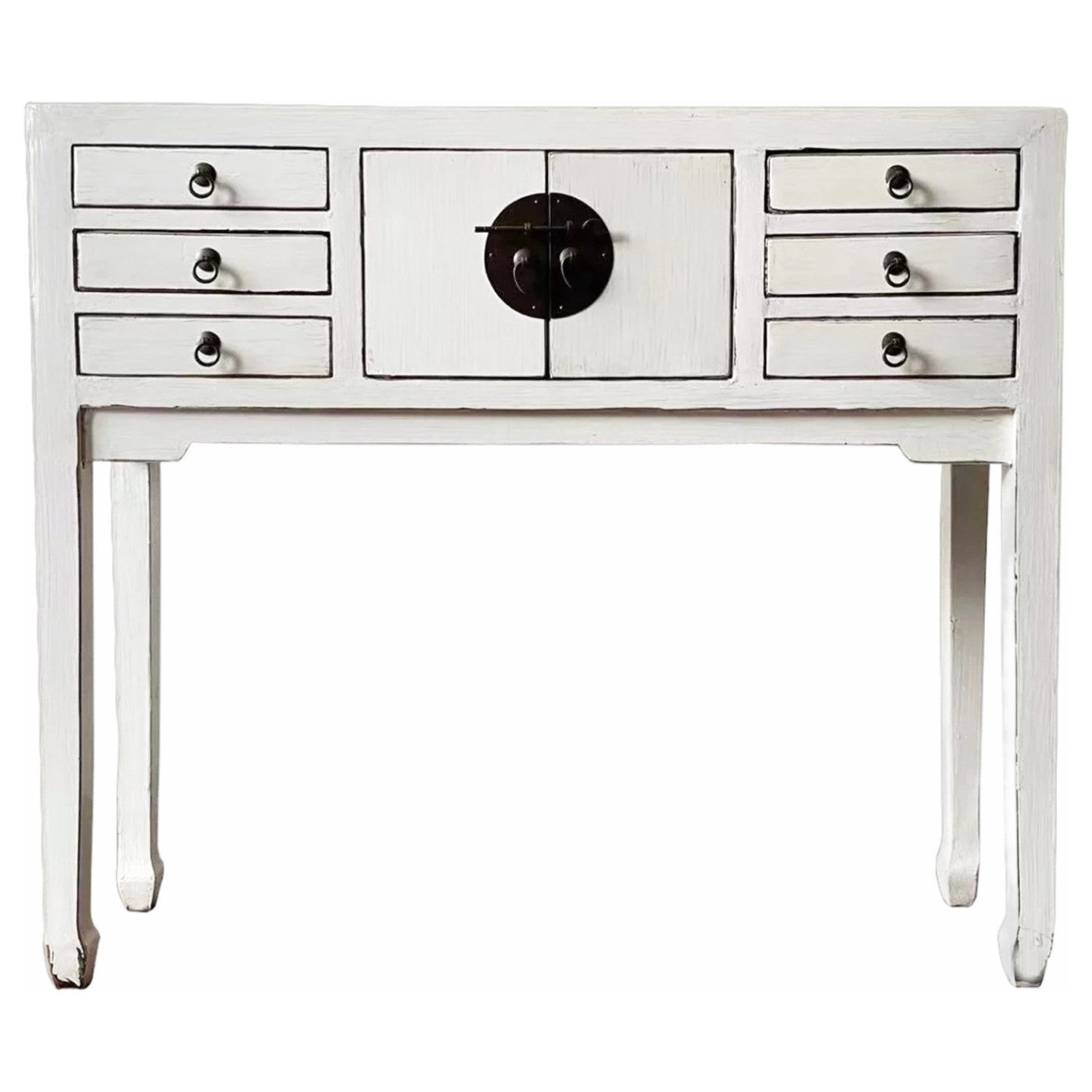 Marrakesch Orient & Mediterran Interior Konsole Vintage Konsolentisch Kommode Adeline Weiss 100cm (1 St), Handarbeit