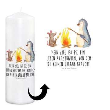 Mr. & Mrs. Panda Formkerze 29 x 8 cm XL Pinguin Lagerfeuer - Weiß - Geschenk, Kerze, Liebe, gril (1-tlg), Motiv schmilzt mit