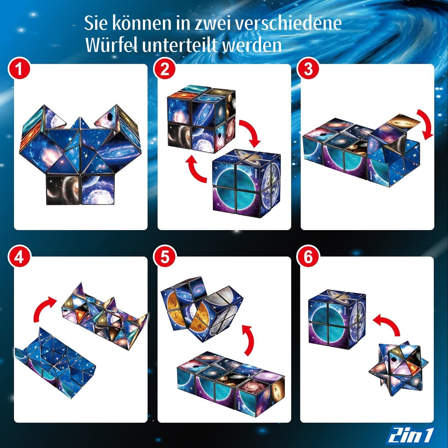 POPOLIC Lernspielzeug 2 in 1 Sternenklarer Himmel Zauberwürfel Infinity-Wür günstig online kaufen
