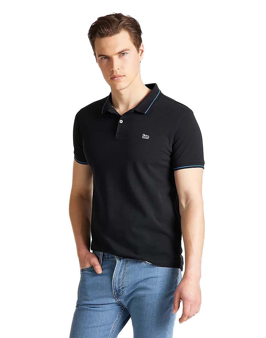 Lee® Poloshirt (01) Baumwolle 100% aus (1-tlg) POLO Black PIQUE