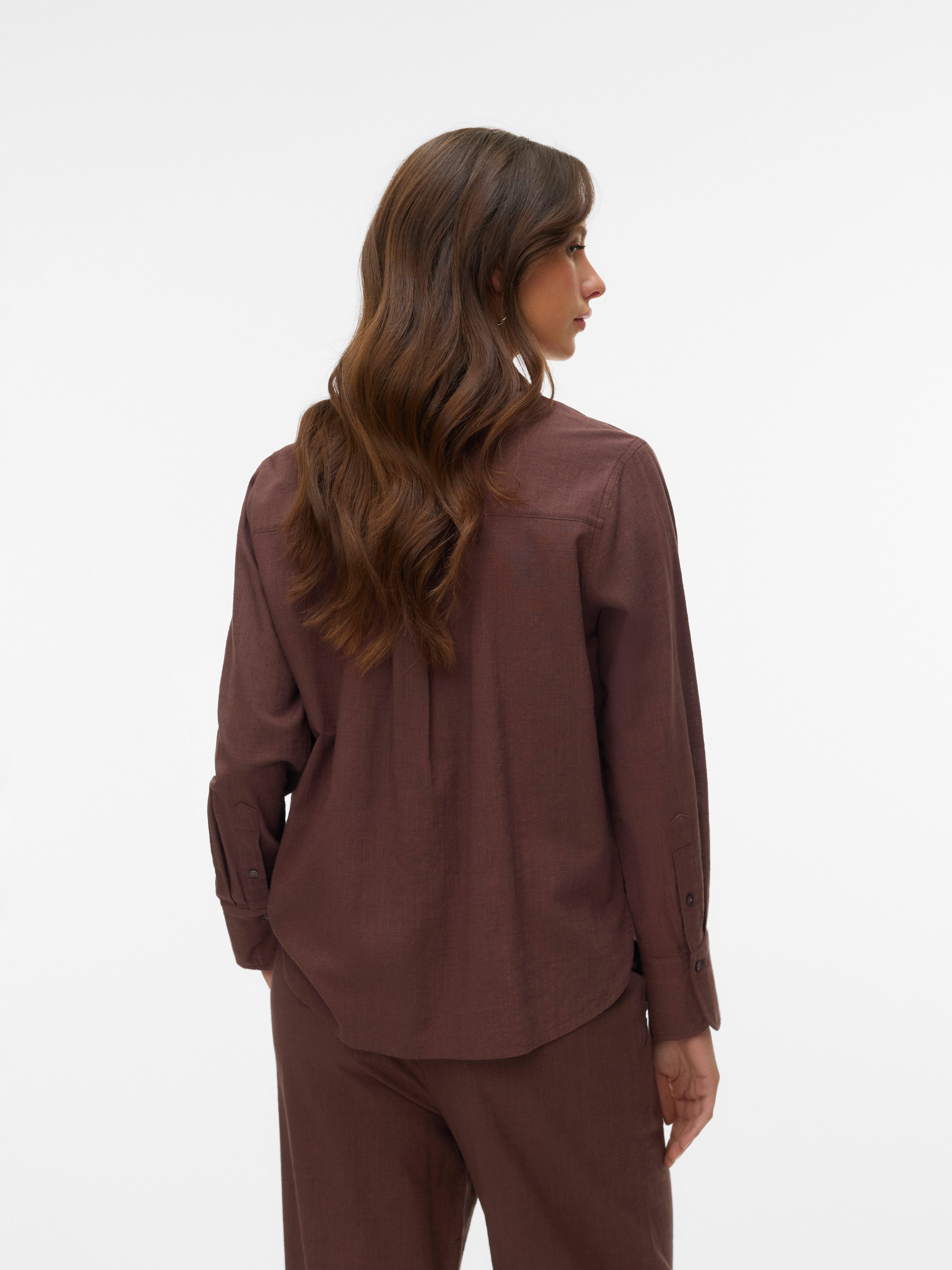 Vero Moda Langarmbluse VMCAIA LS SHIRT WVN NOOS Baumwollmischung, regular fit, mit Leinen