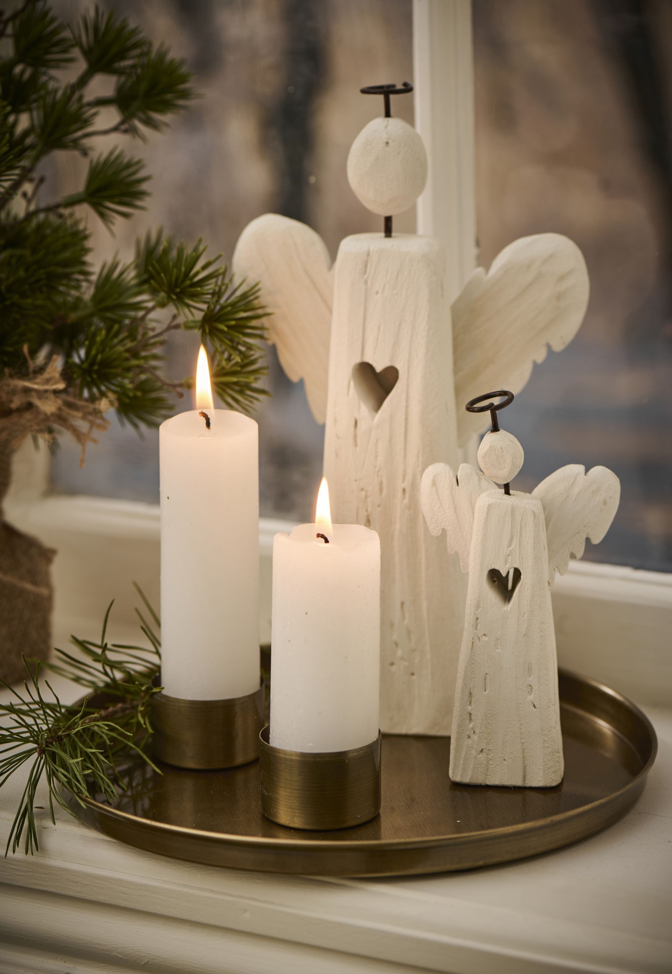 Ib Laursen Christbaumschmuck Ib Laursen - Engel Engelfigur Holz H 14cm Lucia Weihnachtsdeko Weiß