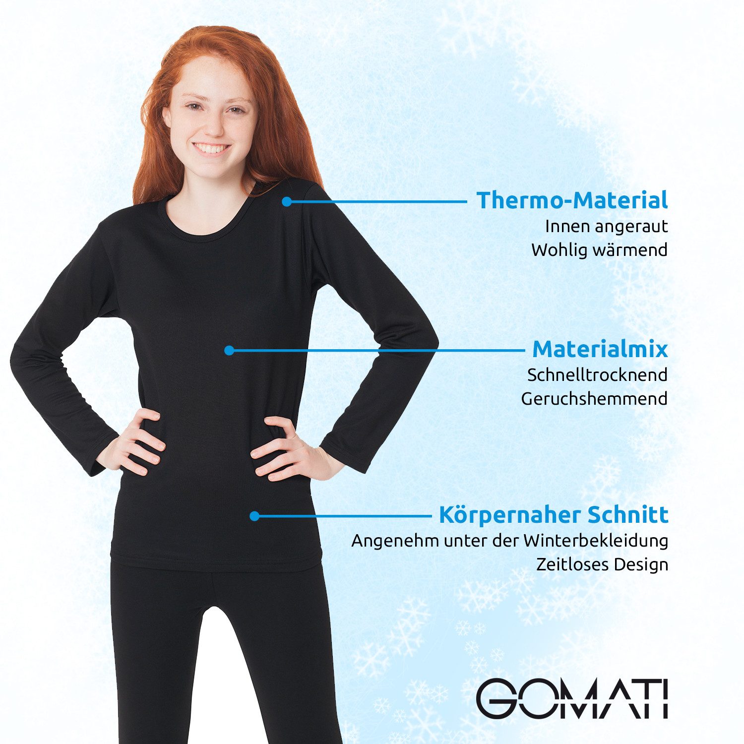 Gomati Thermohemd Kinder Thermo Langarmshirt - warmes Unterhemd