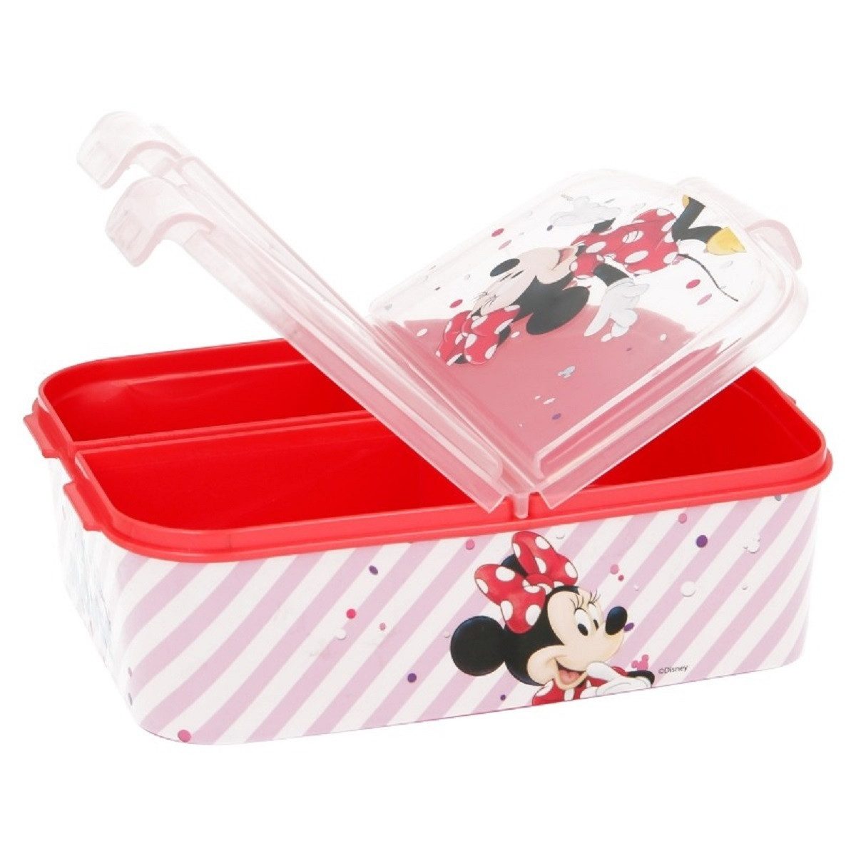Stor Lunchbox Disney Minnie Mouse Kinder Brotdose – Lunchbox mit 3 Fächern, (Einteilig, Einteilig), Brotzeitdose
