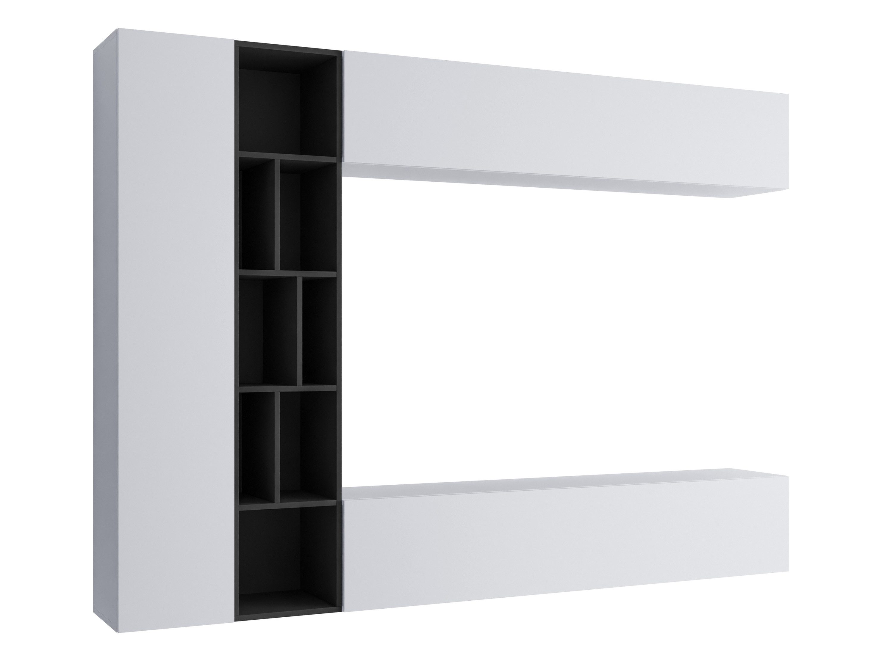 MIRJAN24 Wohnwand Kodita, (Komplett-Set, 3x Hängeschrank, Regal), 224x33x160 cm