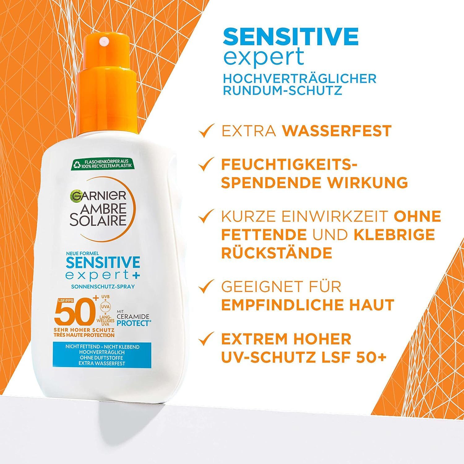 GARNIER Sonnenschutzspray Sensitive expert+ Sonnenschutz-Spray LSF 50+ für empfindliche Haut, 1-tlg.