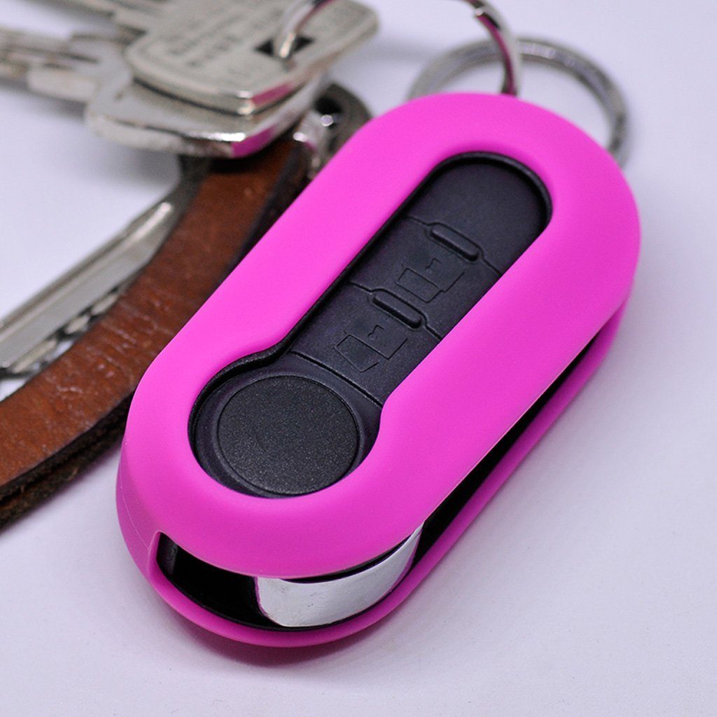 mt-key Schlüsseltasche Autoschlüssel Softcase Silikon Schutzhülle Pink, für Citroen Jumper Peugeot Boxer FIAT Ducato 500 Punto Panda ab 2006