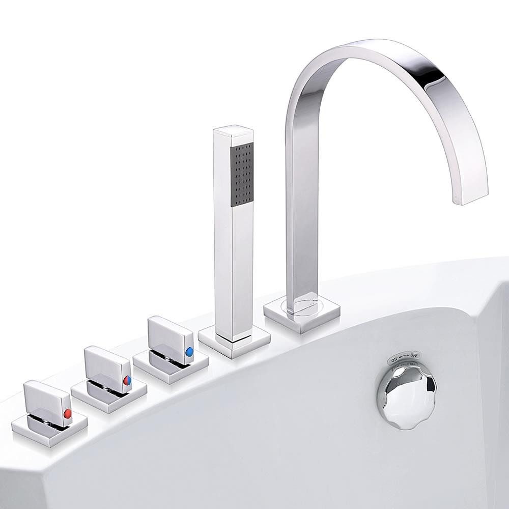 Mucola Badarmatur 5 Loch Badewannenarmatur Wasserhahn Handbrause Wannenrand günstig online kaufen